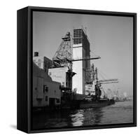 Construction of the United Nations Building Along the East River-Andreas Feininger-Framed Stretched Canvas