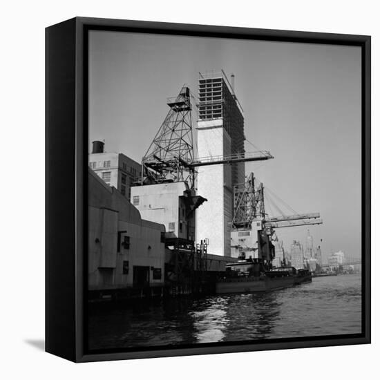 Construction of the United Nations Building Along the East River-Andreas Feininger-Framed Stretched Canvas