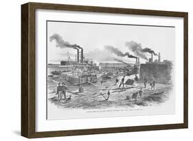 Construction of the Upper Batteries at St. Louis-Frank Leslie-Framed Art Print