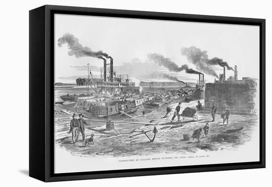 Construction of the Upper Batteries at St. Louis-Frank Leslie-Framed Stretched Canvas