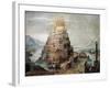 Construction of Tower of Babel, 16th Century-null-Framed Giclee Print