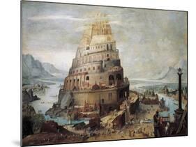 Construction of Tower of Babel, 16th Century-null-Mounted Giclee Print