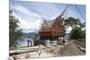 Construction of Traditional Style Batak House with Bamboo Scaffolding-Annie Owen-Mounted Photographic Print