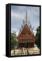 Construction of Traditional Style Batak House with Bamboo Scaffolding-Annie Owen-Framed Stretched Canvas