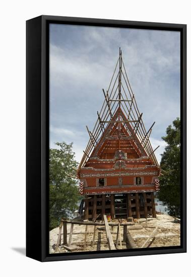 Construction of Traditional Style Batak House with Bamboo Scaffolding-Annie Owen-Framed Stretched Canvas