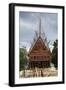 Construction of Traditional Style Batak House with Bamboo Scaffolding-Annie Owen-Framed Photographic Print