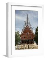 Construction of Traditional Style Batak House with Bamboo Scaffolding-Annie Owen-Framed Photographic Print