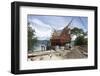 Construction of Traditional Style Batak House with Bamboo Scaffolding-Annie Owen-Framed Photographic Print
