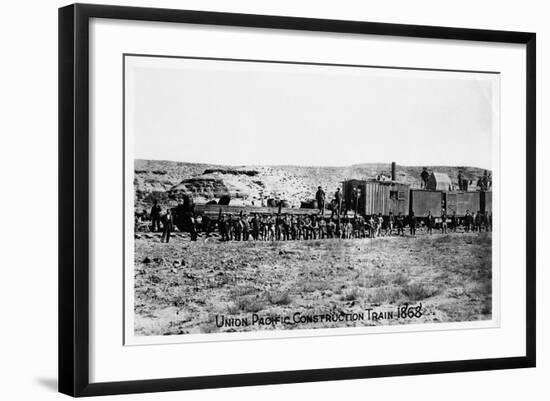 Construction Train on the Union Pacific Railroad, USA, 1868-null-Framed Giclee Print