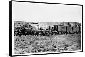 Construction Train on the Union Pacific Railroad, USA, 1868-null-Framed Stretched Canvas