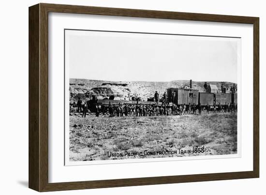 Construction Train on the Union Pacific Railroad, USA, 1868-null-Framed Giclee Print