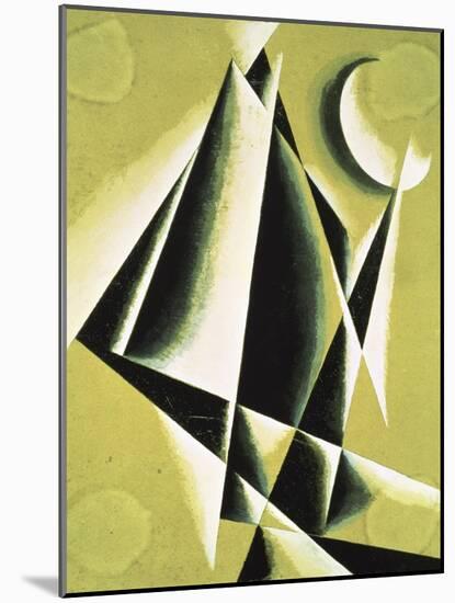 Construction with White Half Moon-Liubov Sergeevna Popova-Mounted Giclee Print