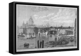 Construction Work Being Carried Out on Blackfriars Bridge, London, 1868-null-Framed Stretched Canvas