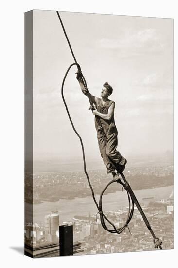 Construction Worker, Empire State Building, New York City, C.1930-Lewis Wickes Hine-Stretched Canvas