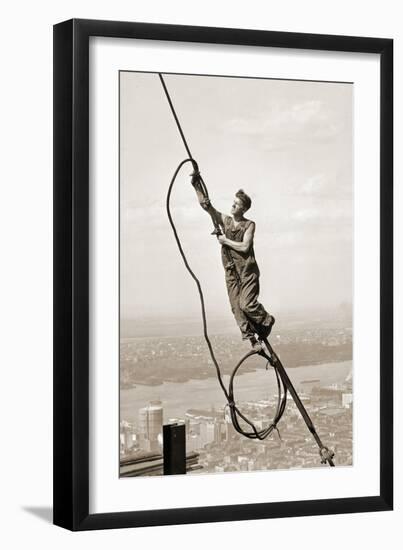 Construction Worker, Empire State Building, New York City, C.1930-Lewis Wickes Hine-Framed Photographic Print