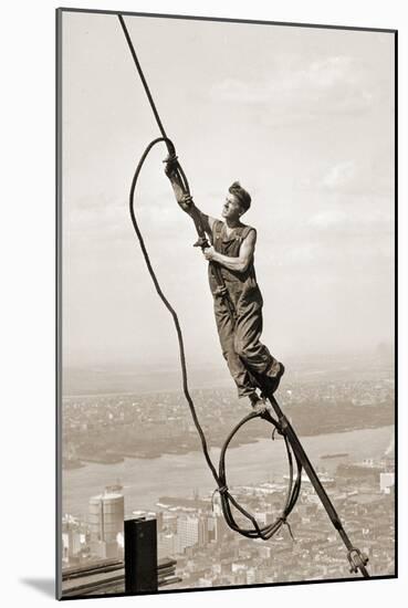 Construction Worker, Empire State Building, New York City, C.1930-Lewis Wickes Hine-Mounted Photographic Print