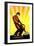 Construction Worker Jackhammer Retro Poster-patrimonio-Framed Art Print