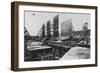 Construction Workers Laying Steel Girders for Laying Cement at the Gatun Lock in the Panama Canal-null-Framed Photographic Print