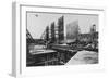 Construction Workers Laying Steel Girders for Laying Cement at the Gatun Lock in the Panama Canal-null-Framed Photographic Print