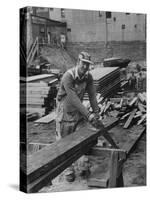 Construction Workers Laying the Foundation of a Building-null-Stretched Canvas