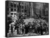 Construction Workers Line up for Pay Beside the First Rockefeller Center Christmas Tree-null-Framed Stretched Canvas