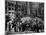 Construction Workers Line up for Pay Beside the First Rockefeller Center Christmas Tree-null-Mounted Premium Photographic Print