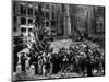 Construction Workers Line up for Pay Beside the First Rockefeller Center Christmas Tree-null-Mounted Photographic Print