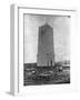 Construction Workers Standing Atop Substantial Foundation of Washington Monument-null-Framed Photographic Print