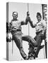 Construction Workers Standing on a Wreaking Ball-Ralph Crane-Stretched Canvas