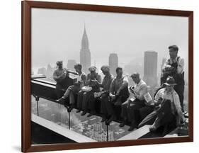 Construction Workers Take a Lunch Break on a Steel Beam Atop the RCA Building at Rockefeller Center-null-Framed Photographic Print