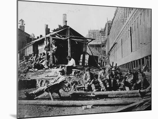 Construction Workers Take Break-null-Mounted Photographic Print