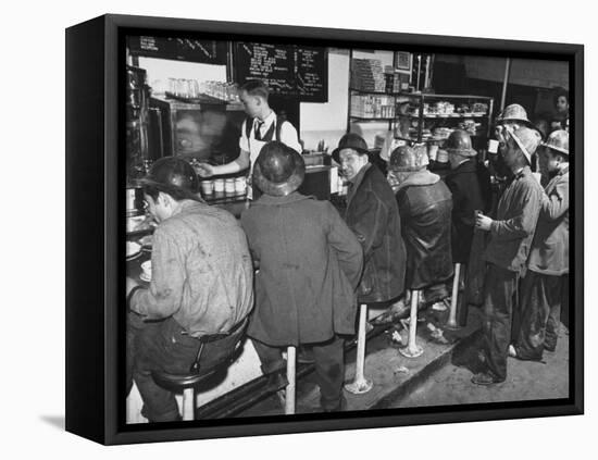 Construction Workers Taking a Lunch Break, Construction of the Queens Midtown Tunnel,New York City-Carl Mydans-Framed Stretched Canvas