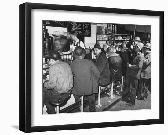 Construction Workers Taking a Lunch Break, Construction of the Queens Midtown Tunnel,New York City-Carl Mydans-Framed Photographic Print