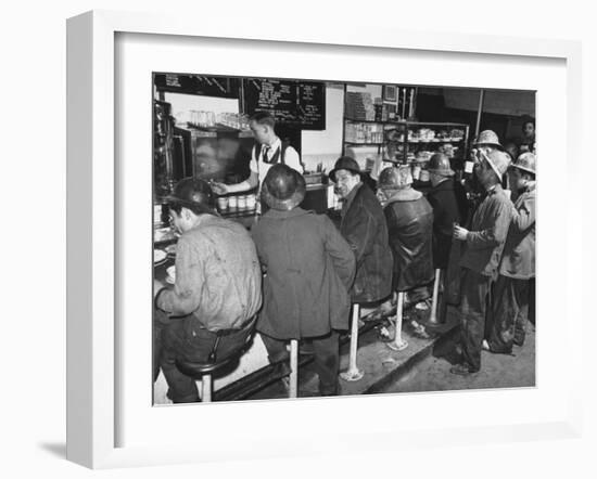 Construction Workers Taking a Lunch Break, Construction of the Queens Midtown Tunnel,New York City-Carl Mydans-Framed Photographic Print