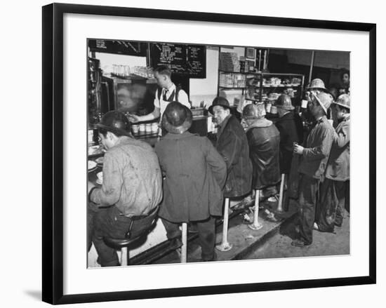 Construction Workers Taking a Lunch Break, Construction of the Queens Midtown Tunnel,New York City-Carl Mydans-Framed Photographic Print