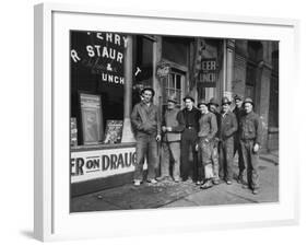 Construction Workers Taking Lunch Break During Construction of Queens Midtown Tunnel, NYC-Carl Mydans-Framed Photographic Print