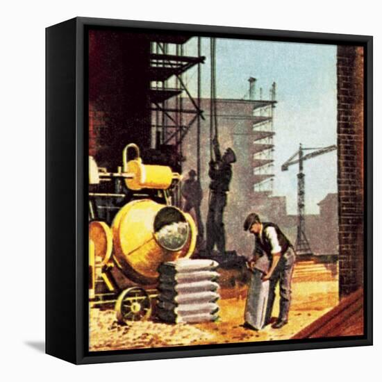 Construction-English School-Framed Stretched Canvas