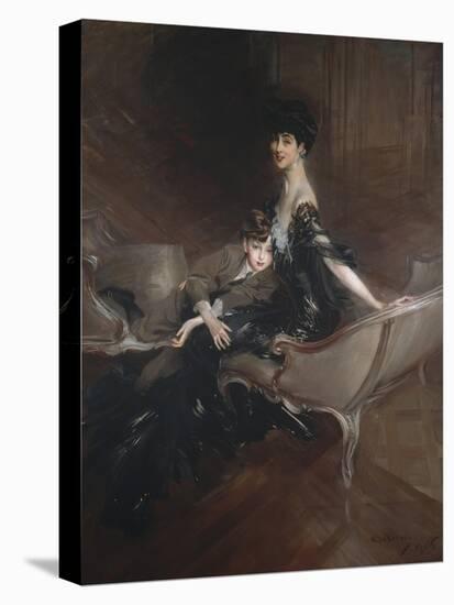 Consuelo Vanderbilt , Duchess of Marlborough, and Her Son, Lord Ivor Spencer-Churchill , 1906-Giovanni Boldini-Stretched Canvas