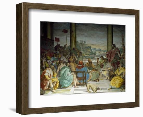 Consul Flaminius Speaking to Council of Achei and Upsets Alliance, 1579-1582-Alessandro Allori-Framed Giclee Print