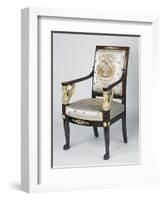 Consulate-Early Empire Style Armchair with Gilt Bronze Sphinx Arm Supports, France-null-Framed Giclee Print