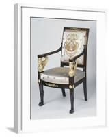 Consulate-Early Empire Style Armchair with Gilt Bronze Sphinx Arm Supports, France-null-Framed Giclee Print