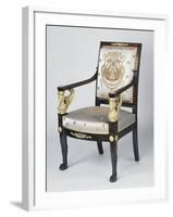 Consulate-Early Empire Style Armchair with Gilt Bronze Sphinx Arm Supports, France-null-Framed Giclee Print
