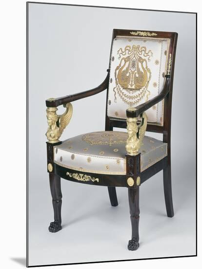 Consulate-Early Empire Style Armchair with Gilt Bronze Sphinx Arm Supports, France-null-Mounted Giclee Print