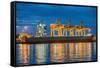 Container Cargo Freight Ship with Working Container Crane in Shipyard at Dusk-Prasit Rodphan-Framed Stretched Canvas