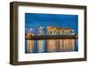 Container Cargo Freight Ship with Working Container Crane in Shipyard at Dusk-Prasit Rodphan-Framed Photographic Print