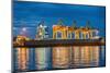 Container Cargo Freight Ship with Working Container Crane in Shipyard at Dusk-Prasit Rodphan-Mounted Photographic Print