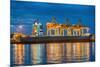 Container Cargo Freight Ship with Working Container Crane in Shipyard at Dusk-Prasit Rodphan-Mounted Photographic Print