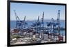 Container port at the harbour in Valparaiso, Chile, South America-Julio Etchart-Framed Photographic Print