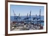 Container port at the harbour in Valparaiso, Chile, South America-Julio Etchart-Framed Photographic Print