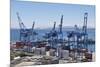 Container port at the harbour in Valparaiso, Chile, South America-Julio Etchart-Mounted Photographic Print